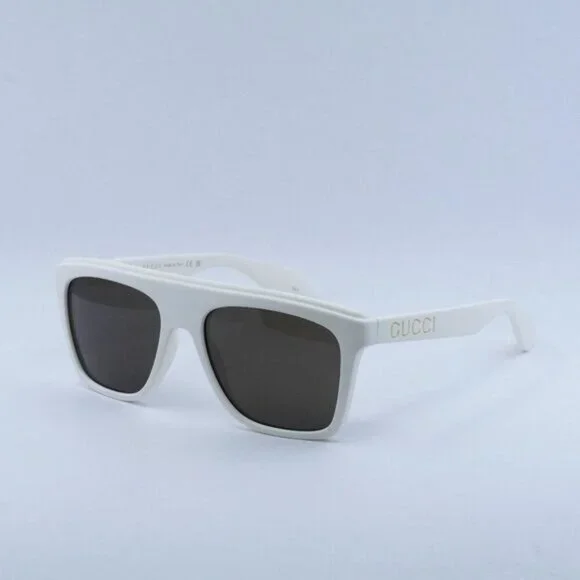 🕶️ New Gucci GG1570S 003 Sunglasses - Matte White Frame, Brown Lenses